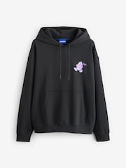 HUGO Black Street Food Graphic Cotton-Terry Hoodie - Image 5 of 5
