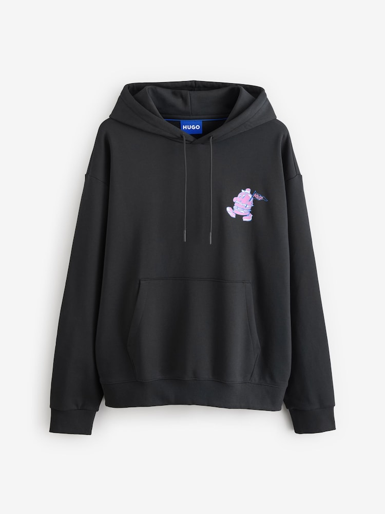 HUGO Black Street Food Graphic Cotton-Terry Hoodie - Image 5 of 5