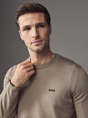 BOSS Brown Logo Cotton Blend Jumper - Image 3 of 4