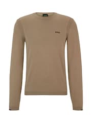 BOSS Brown Logo Cotton Blend Jumper - Image 4 of 4