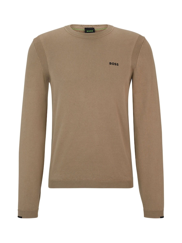 BOSS Brown Logo Cotton Blend Jumper - Image 4 of 4