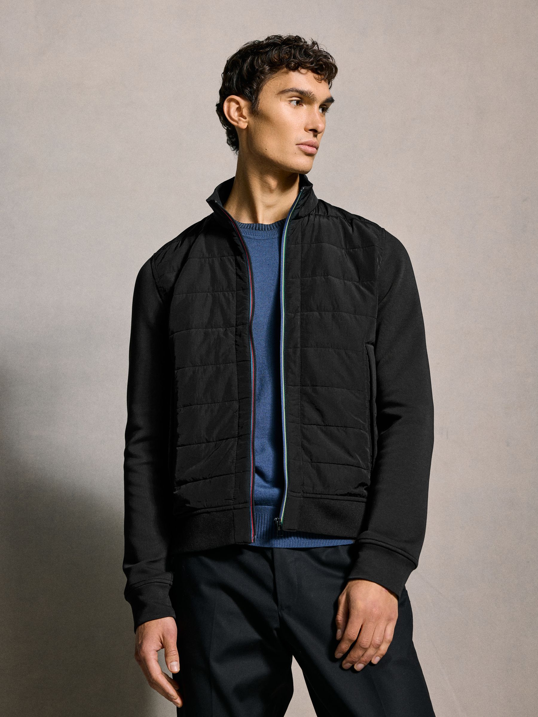 PS Paul Smith Navy Quilted Bomber Jacket