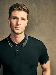 PS Paul Smith Zebra Print Logo Black Polo Shirt - Image 4 of 7