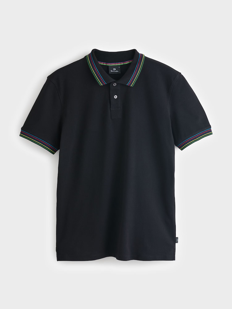 PS Paul Smith Zebra Print Logo Black Polo Shirt - Image 7 of 7