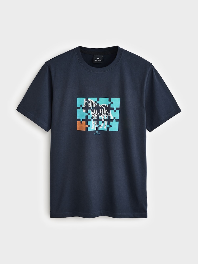 PS Paul Smith Navy Puzzle Graphic Print T-Shirt - Image 1 of 1