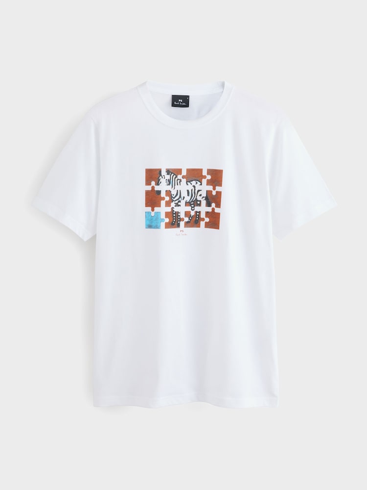 PS Paul Smith Jigsaw Design Graphic White T-Shrit - Image 5 of 5