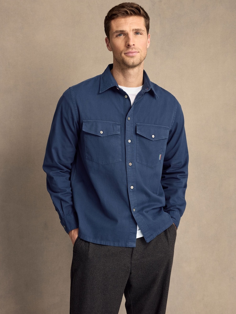 PS Paul Smith Dark Blue Twill Pocket Detail Shirt - Image 1 of 7