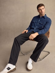 PS Paul Smith Dark Blue Twill Pocket Detail Shirt - Image 4 of 7