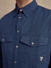 PS Paul Smith Dark Blue Twill Pocket Detail Shirt - Image 6 of 7