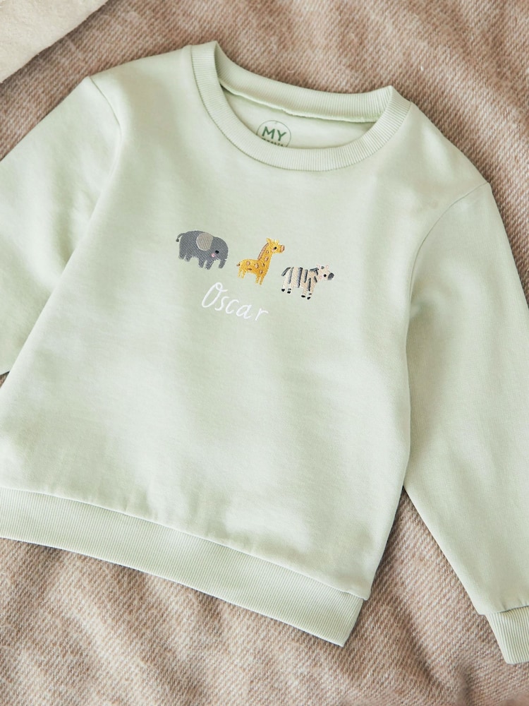 My 1st Years Personalised Safari Sage Sweatshirt - Image 1 of 4