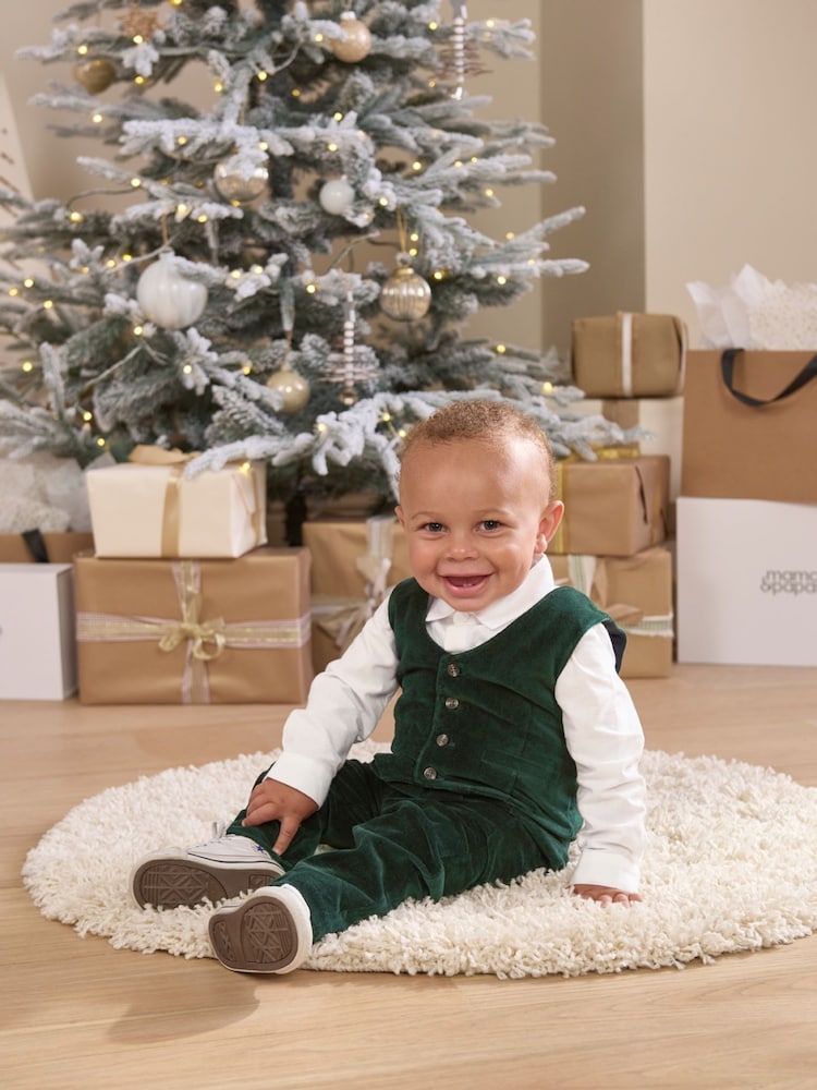 Mamas & Papas zelena Emerald Velour 100% Cotton 3 Pieces moška obleka Set - Slika 2 iz 9 Mamas & Papas zelena Emerald Velour 100% Cotton 3 Pieces moška obleka Set - Slika 2 iz 9