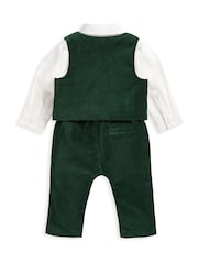Mamas & Papas zelena Emerald Velour 100% Cotton 3 Pieces moška obleka Set - Slika 6 iz 9
