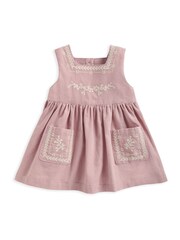 Mamas & Papas Pink 100% Cotton T-Shirt and Embroidered Dress 2 Piece Set - Image 5 of 5