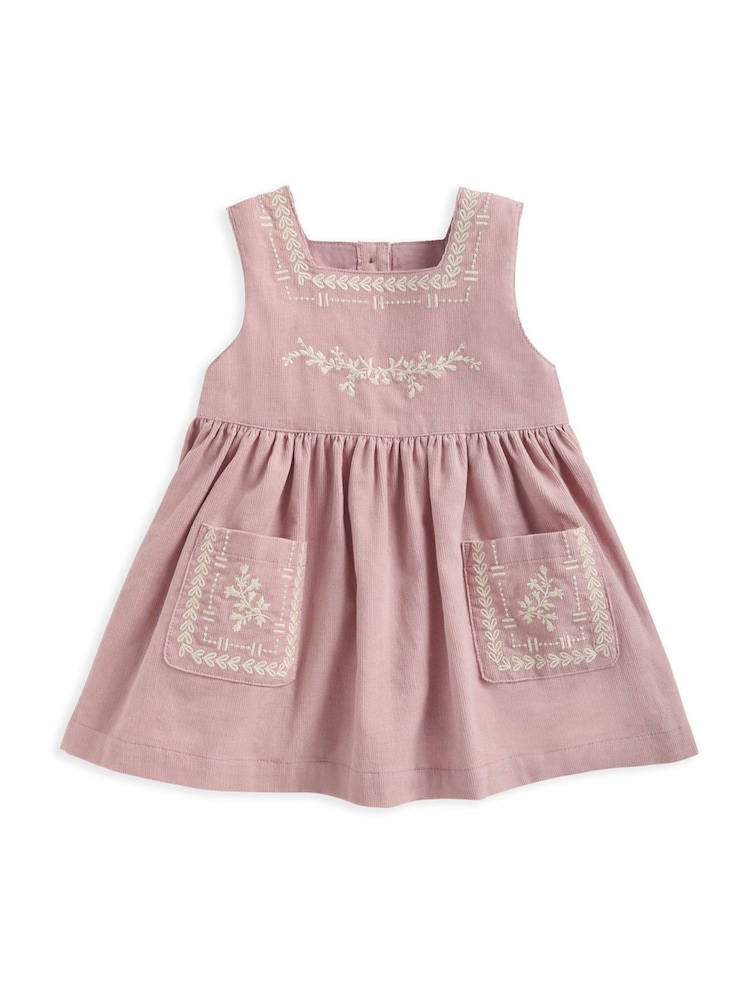 Mamas & Papas Pink 100% Cotton T-Shirt and Embroidered Dress 2 Piece Set - Image 5 of 5