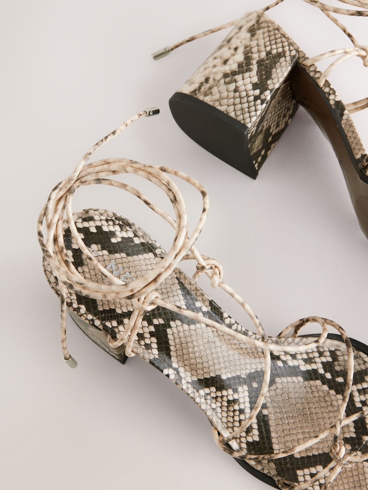 Snake Forever Comfort® Square Toe Wrap Block Heel Sandals - Image 10 of 11