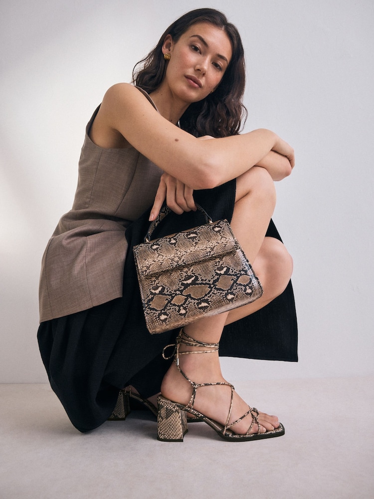 Snake Forever Comfort® Square Toe Wrap Block Heel Sandals - Image 2 of 11