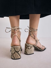Snake Forever Comfort® Square Toe Wrap Block Heel Sandals - Image 3 of 11