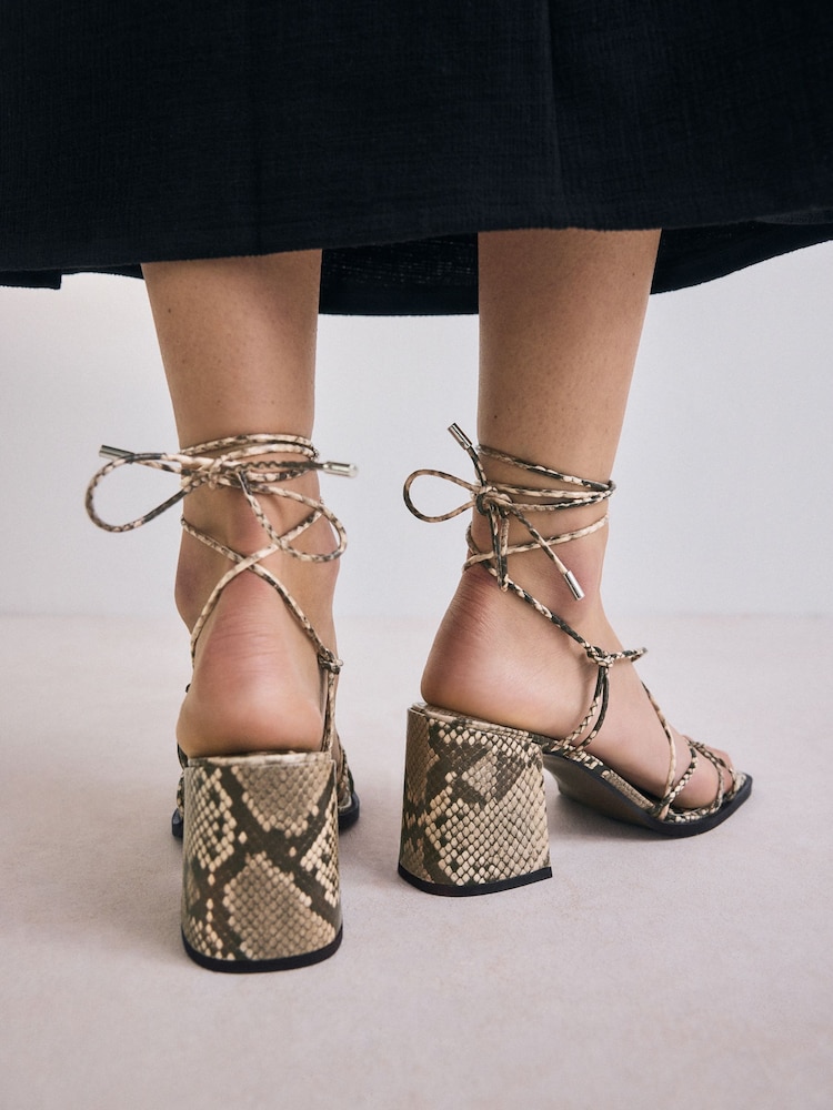 Snake Forever Comfort® Square Toe Wrap Block Heel Sandals - Image 3 of 11