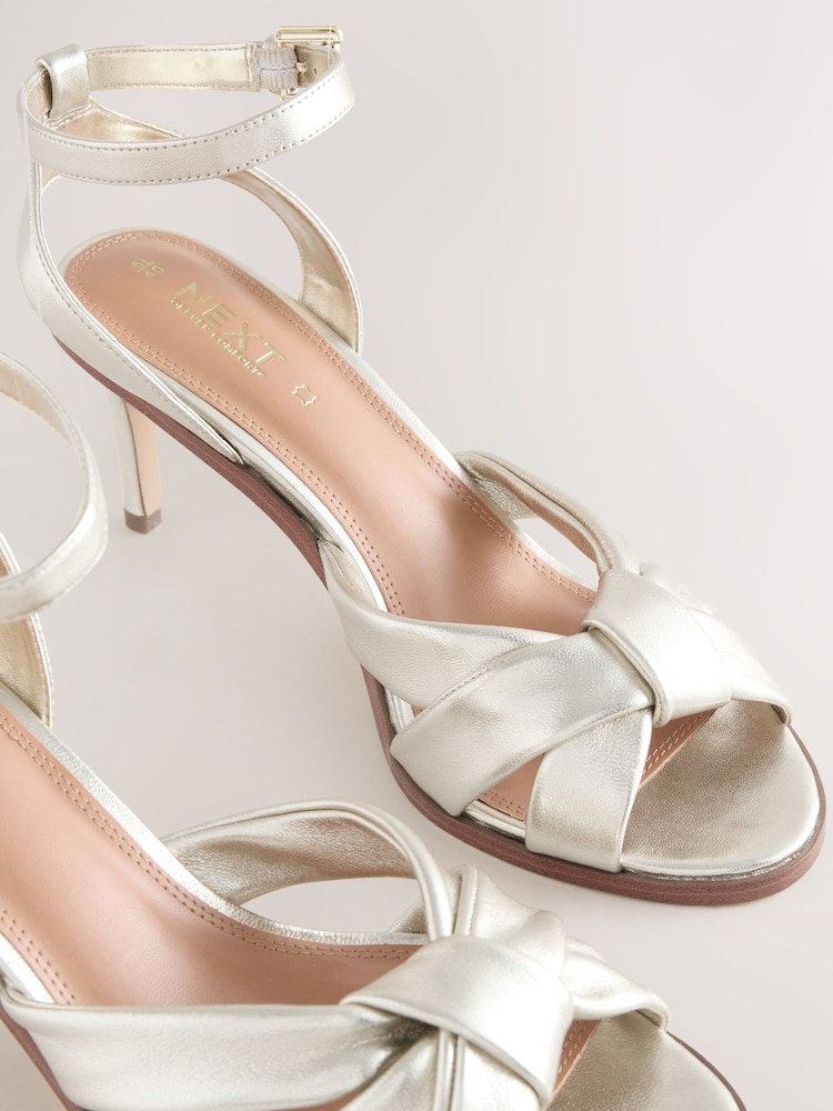 Gold Forever Comfort® Leather Knotted Strappy Heel Sandals - Image 10 of 10