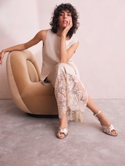 Gold Forever Comfort® Leather Knotted Strappy Heel Sandals - Image 4 of 10