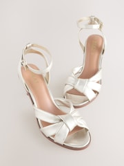 Gold Forever Comfort® Leather Knotted Strappy Heel Sandals - Image 9 of 10