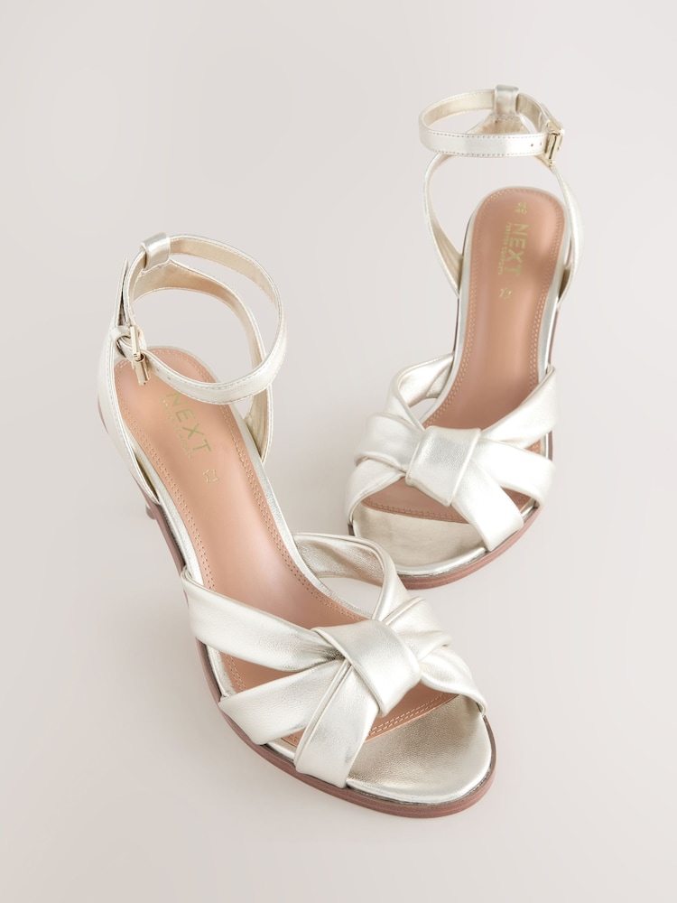 Gold Forever Comfort® Leather Knotted Strappy Heel Sandals - Image 9 of 10