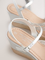 Silver Forever Comfort® Round Toe Asymmetrical Bling Platform Wedges - Image 3 of 5