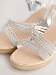 Silver Forever Comfort® Round Toe Asymmetrical Bling Platform Wedges - Image 4 of 5
