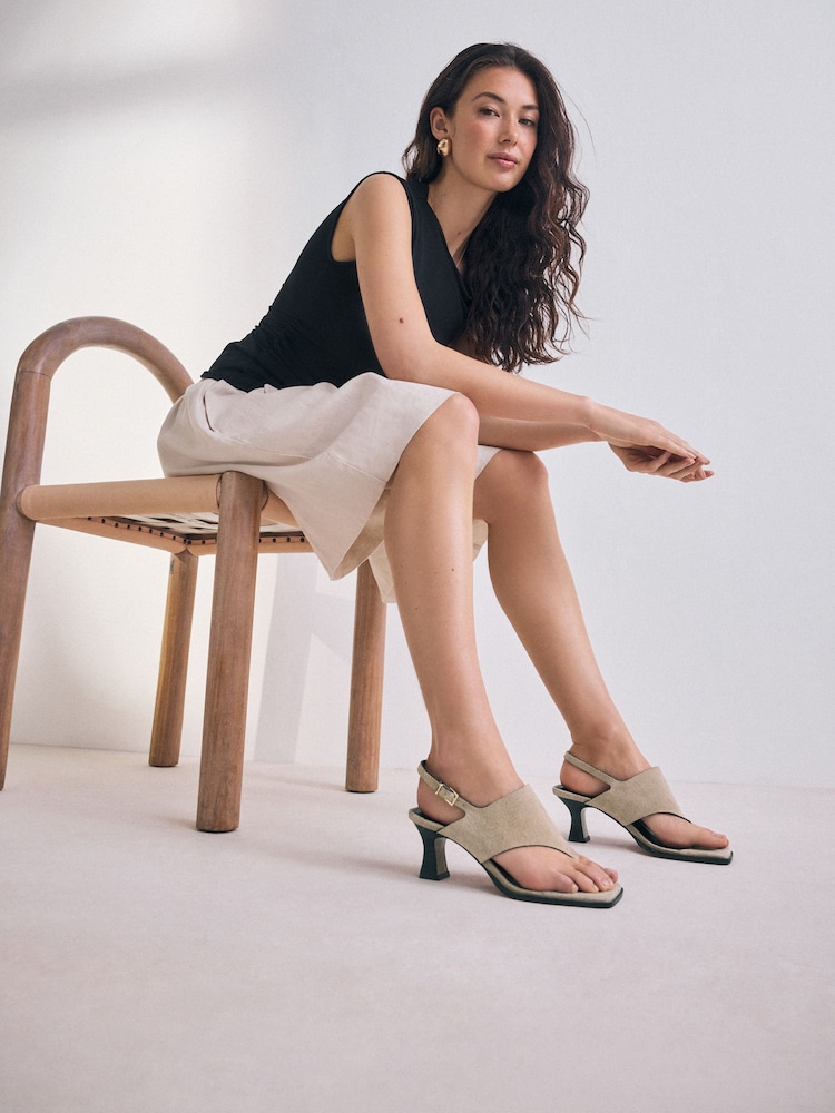 Sand Signature Premium Leather Square Toe Post Slinback Sandals - Image 1 of 6