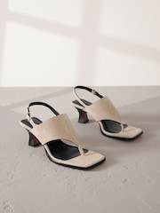 Sand Signature Premium Leather Square Toe Post Slinback Sandals - Image 3 of 6