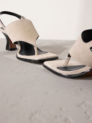 Sand Signature Premium Leather Square Toe Post Slinback Sandals - Image 4 of 6