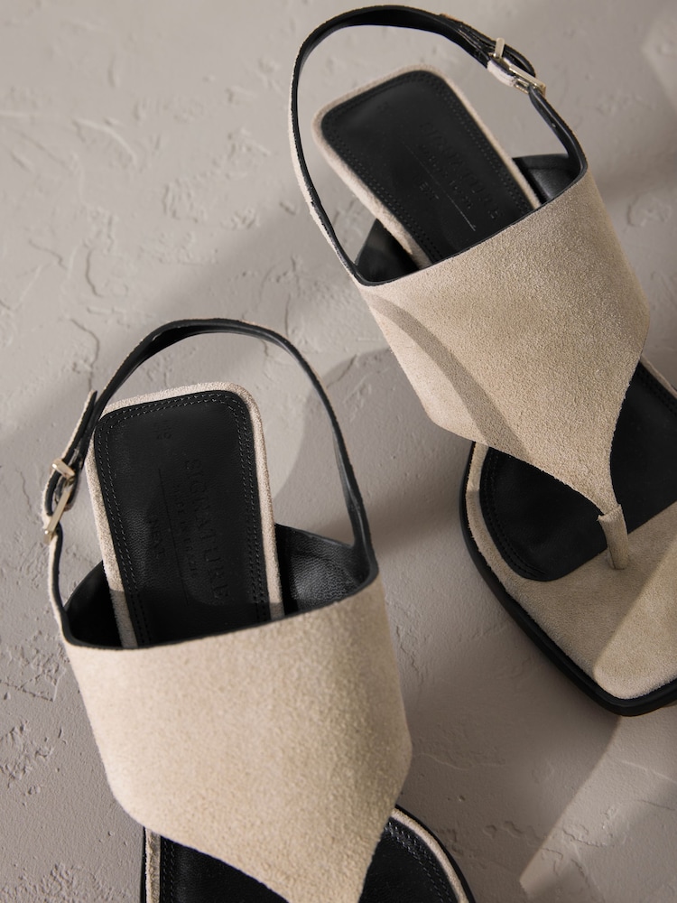 Sand Signature Premium Leather Square Toe Post Slinback Sandals - Image 6 of 6
