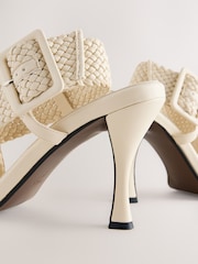 Bone Forever Comfort® Square Toe Weave Cross-Over Slingback Heels - Image 5 of 9