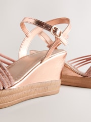 Rose Gold Forever Comfort® Round Toe Asymmetrical Bling Platform Wedges - Image 3 of 5