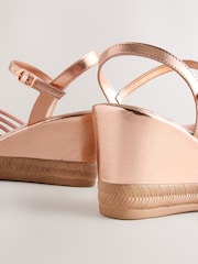 Rose Gold Forever Comfort® Round Toe Asymmetrical Bling Platform Wedges - Image 5 of 5