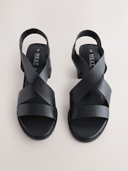 Black Forever Comfort® Leather Strappy Block Heel Sandals - Image 2 of 5