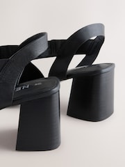 Black Forever Comfort® Leather Strappy Block Heel Sandals - Image 3 of 5