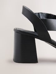 Black Forever Comfort® Leather Strappy Block Heel Sandals - Image 4 of 5