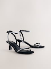 Black Forever Comfort® Round Toe Jewel Detail Simple Sandals - Image 1 of 5