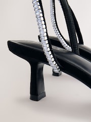 Black Forever Comfort® Round Toe Jewel Detail Simple Sandals - Image 4 of 5