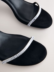 Black Forever Comfort® Round Toe Jewel Detail Simple Sandals - Image 5 of 5