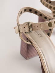 Sand Forever Comfort® Leather Square Toe Hardware Detail Block Sandals - Image 10 of 10
