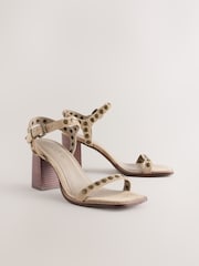Sand Forever Comfort® Leather Square Toe Hardware Detail Block Sandals - Image 7 of 10
