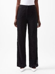 French Connection Black Asura Lace Flared Trousers - Image 1 of 4