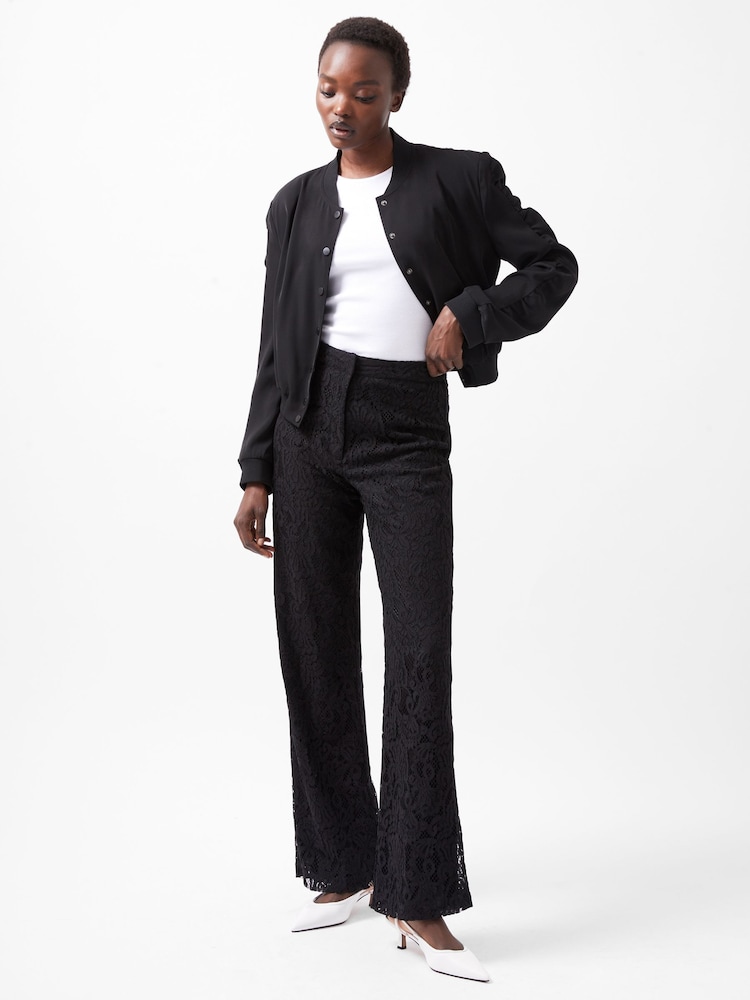French Connection Black Asura Lace Flared Trousers - Image 2 of 4
