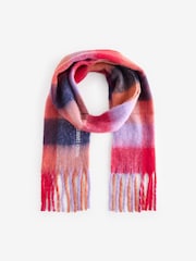 French Connection Red Super Soft Check Scarf - Image 1 of 4