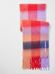 French Connection Red Super Soft Check Scarf - Image 2 of 4