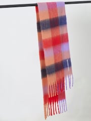 French Connection Red Super Soft Check Scarf - Image 3 of 4
