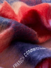 French Connection Red Super Soft Check Scarf - Image 4 of 4