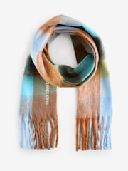 French Connection Blue Super Soft Check Scarf - Image 1 of 5